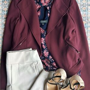 INTERMIX Navy and Red Floral Blouse